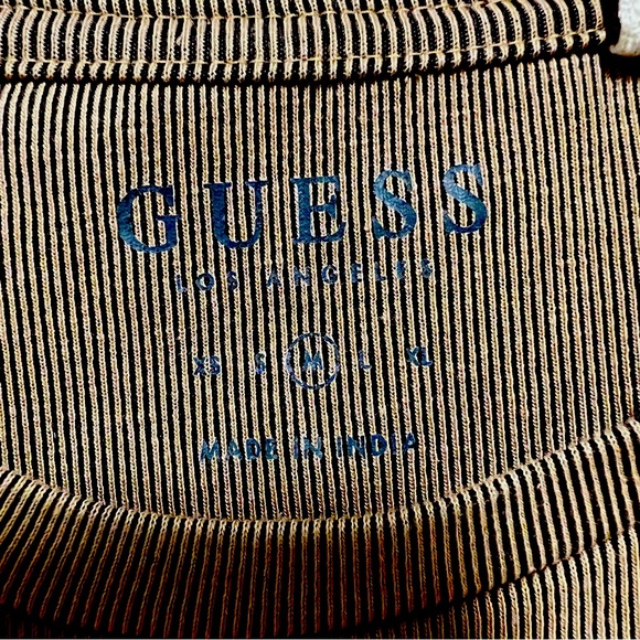 GUESS MENS ribbed short sleeved tee, tan, M - Picture 5 of 5